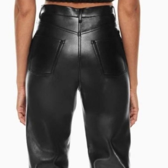 Aritzia Wilfred Black Faux Leather Pants Flat Front 5 Pocket Melina Pants Size 6 - Picture 4 of 15